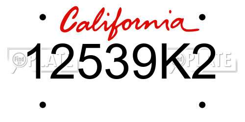 12539K2 California License Plate