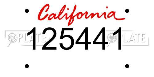 125441 California License Plate