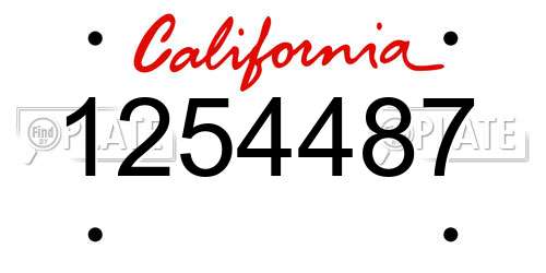 1254487 California License Plate