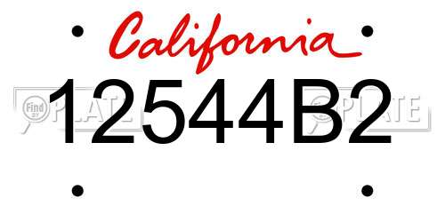 12544B2 California License Plate