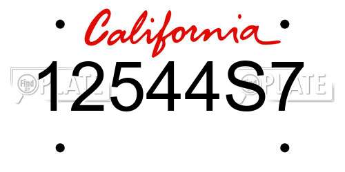 12544S7 California License Plate