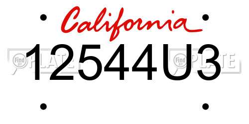 12544U3 California License Plate