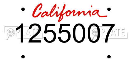1255007 California License Plate