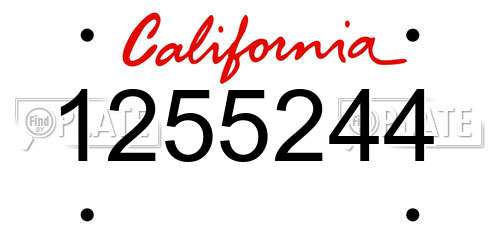 1255244 California License Plate