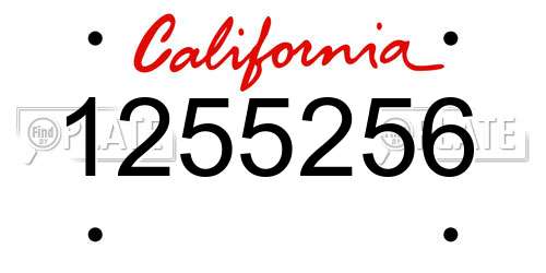 1255256 California License Plate
