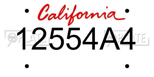 12554A4 California License Plate