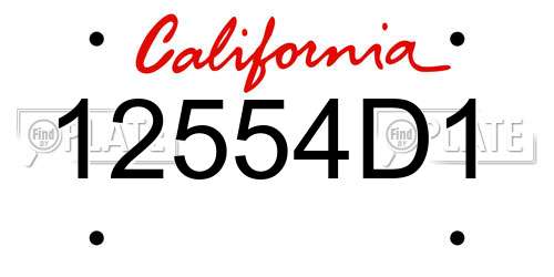 12554D1 California License Plate