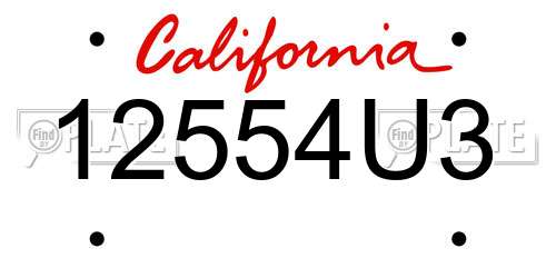 12554U3 California License Plate