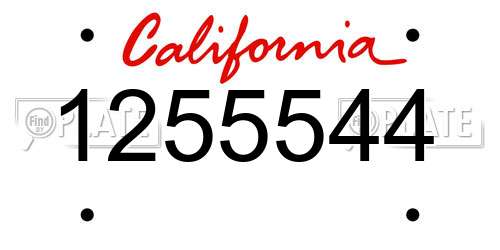 1255544 California License Plate