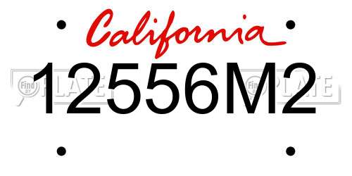 12556M2 California License Plate
