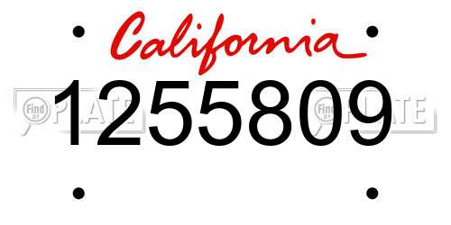 1255809 California License Plate