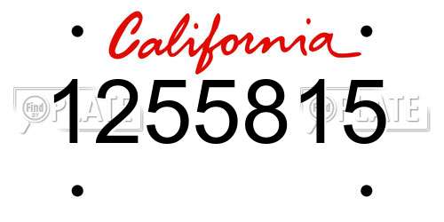 1255815 California License Plate