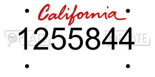 1255844 California License Plate