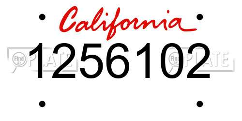 1256102 California License Plate