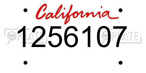 1256107 California License Plate