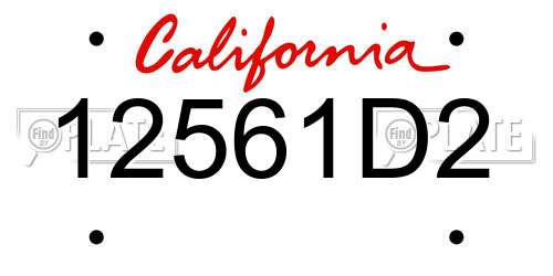 12561D2 California License Plate