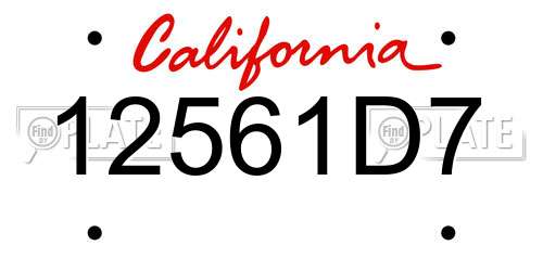 12561D7 California License Plate