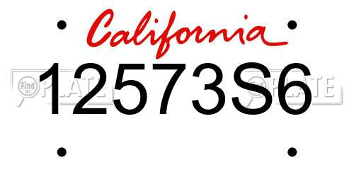12573S6 California License Plate