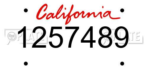 1257489 California License Plate