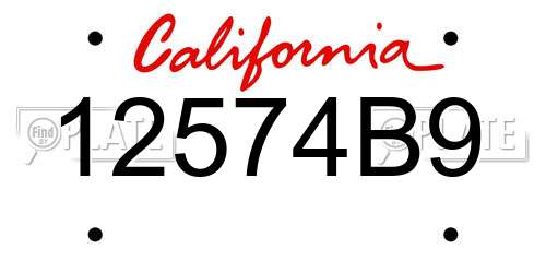 12574B9 California License Plate