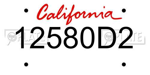 12580D2 California License Plate