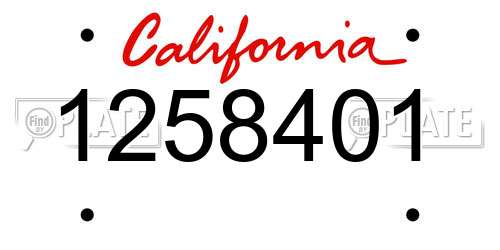1258401 California License Plate