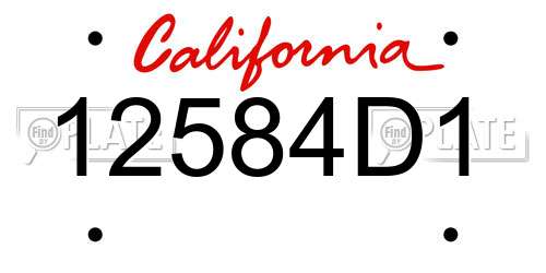 12584D1 California License Plate