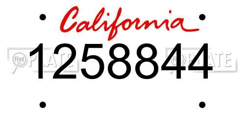 1258844 California License Plate