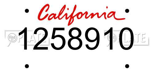 1258910 California License Plate