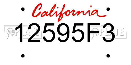 12595F3 California License Plate