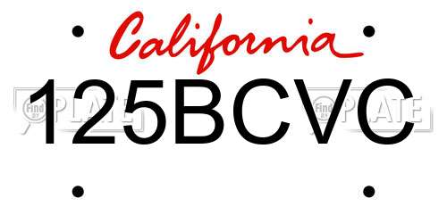 125BCVC California License Plate