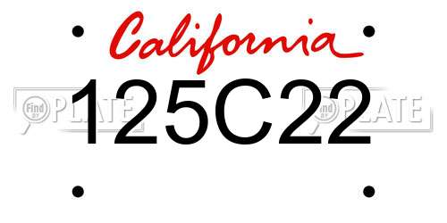 125C22 California License Plate