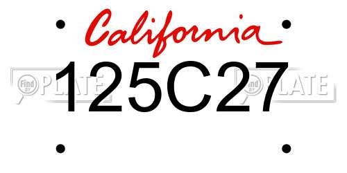 125C27 California License Plate