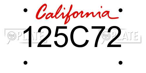 125C72 California License Plate