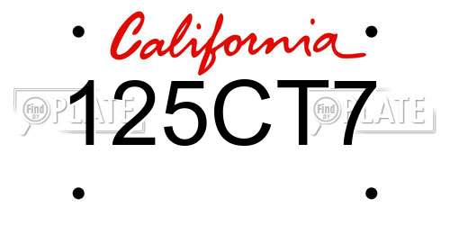 125CT7 California License Plate