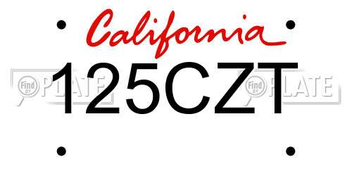 125CZT California License Plate