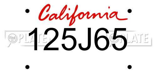 125J65 California License Plate