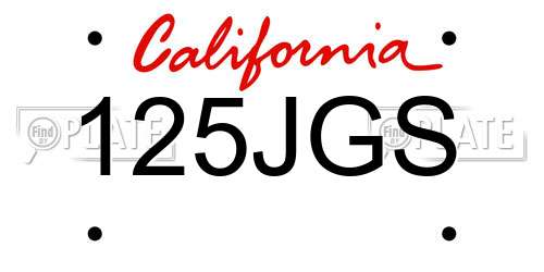 125JGS California License Plate