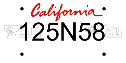 125N58 California License Plate