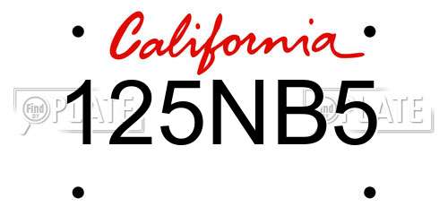 125NB5 California License Plate