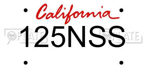 125NSS California License Plate