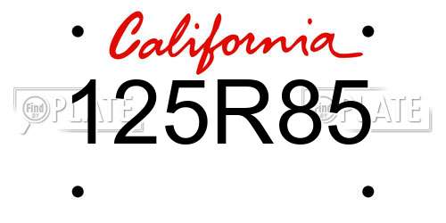 125R85 California License Plate