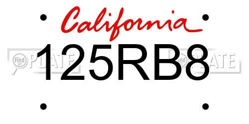 125RB8 California License Plate
