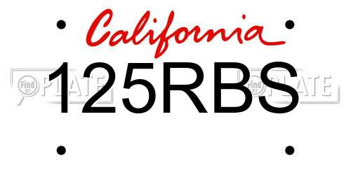 125RBS California License Plate