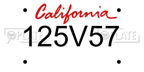 125V57 California License Plate