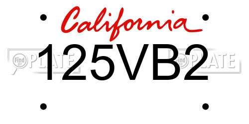 125VB2 California License Plate