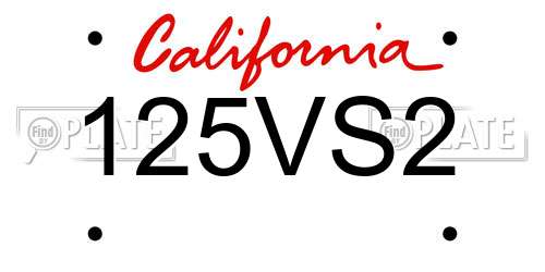 125VS2 California License Plate