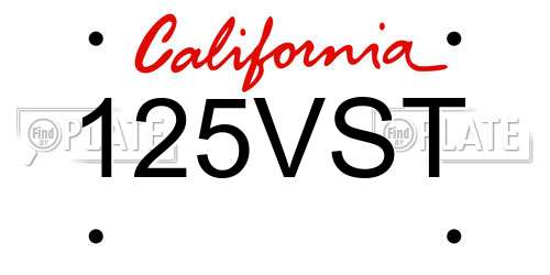 125VST California License Plate