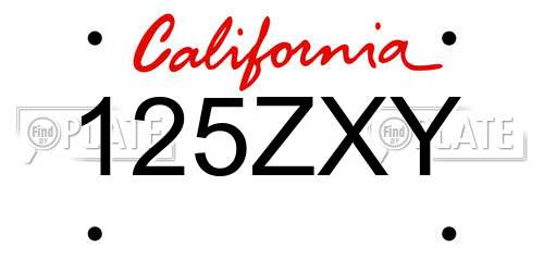 125ZXY California License Plate