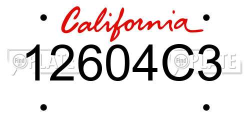 12604C3 California License Plate
